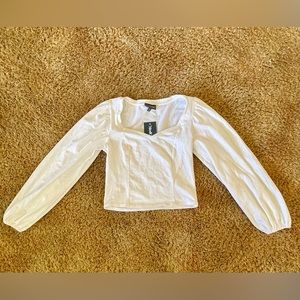 ModCloth white crop top long sleeves pirate Medium